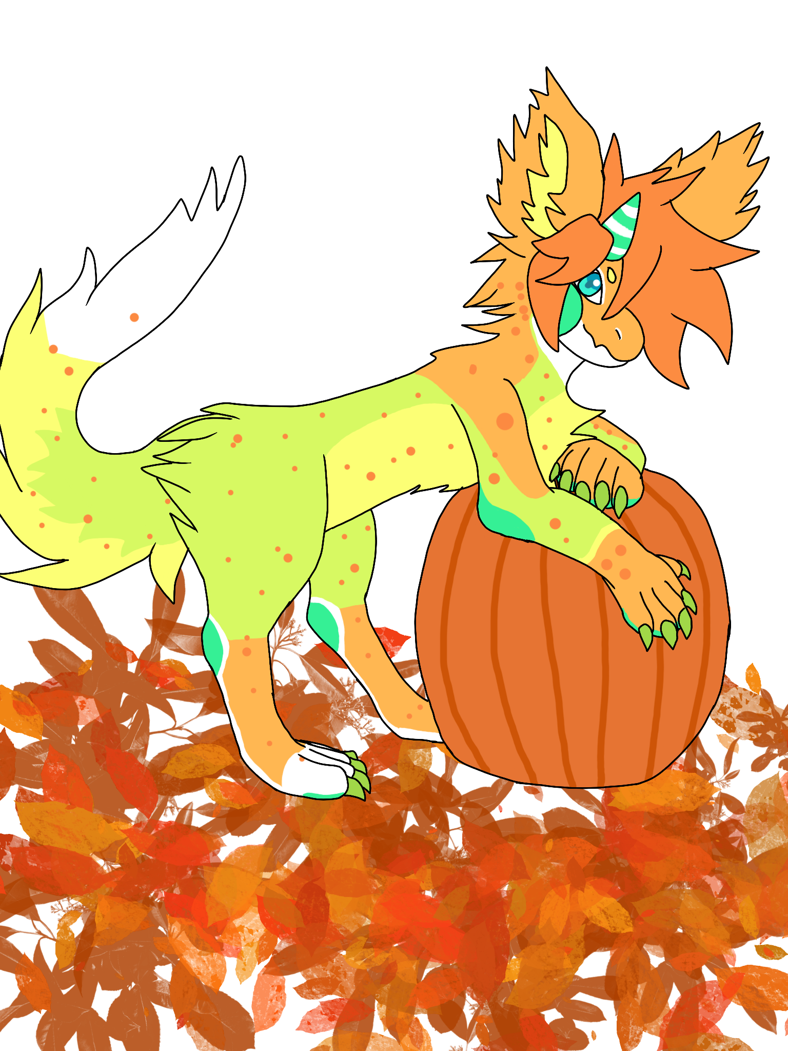 Click to view larger size Pumpkins and leaves